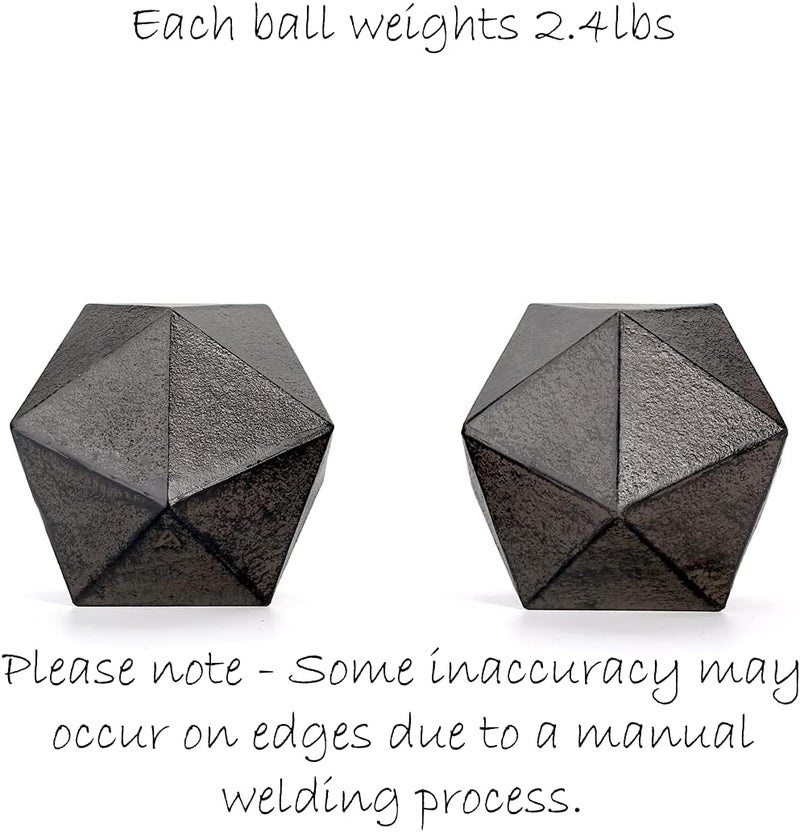 Ambipolar Geometric Decorative Ball Shaped Bookends, Modern Cast Iron Black Bookends for Office Desk, Book Shelf, Room Decor, Home Office, Book Stand or Organizer, Set of 2. Antique Black - Image 3